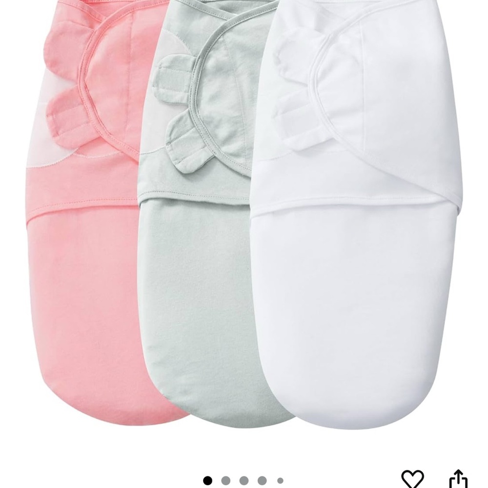 Set of Three Baby Swaddles in Pink, Mint, and White